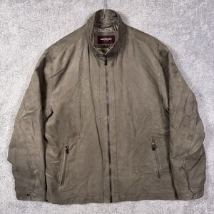 Johnston & Murphy Suede Jacket Mens XL Full Zip Vented Bomber Harrington Brown